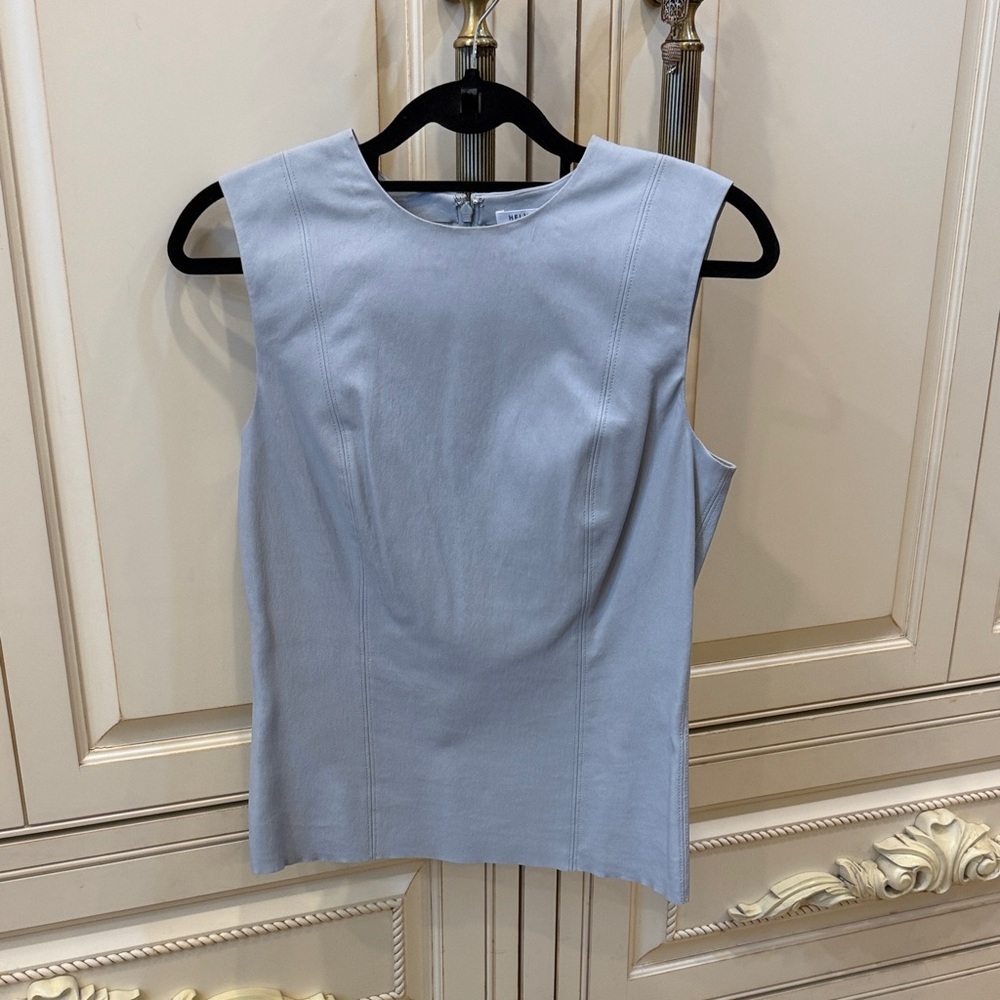HELMUT LANG OPAL LAMB LEATHER SLEEVELESS TOP SZ 8